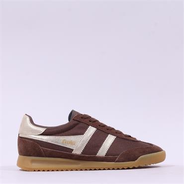 Gola Tornado Retro Gumsole Trainer - Dark Brown Gold